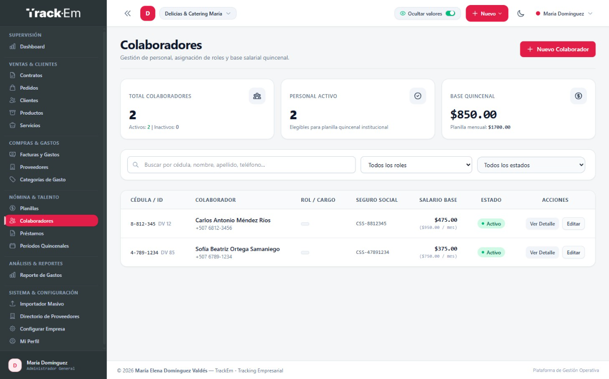Gestion de colaboradores y deducciones de ley en Panama